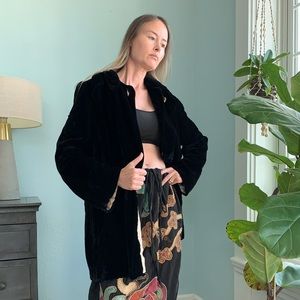 Vintage 1940s Black Velvet Coat